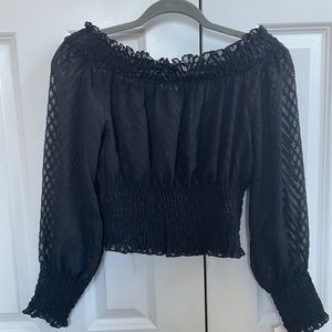 Black Mesh off the shoulder shirt